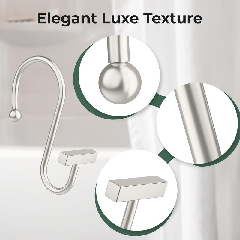 Bathway Shower Curtain Hooks, Nickel Shower Curtain Rings Rust Proof, 12PCS Shower Hooks for Shower Curtain, T-Bar Design Convenient Elegant Shower Curtain Hangers for Bathroom Kitchen Wardrobe - Image 3